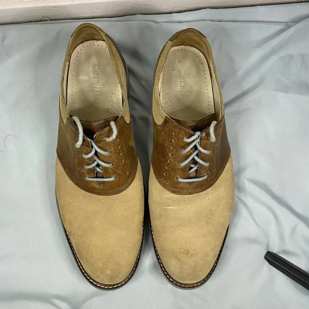 Cole Haan Shoes Mens Oxford Brown Suede Comfort Lace Up Low Top 11.5